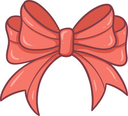 Adorable Pink Valentine Ribbon Bow Cartoon
