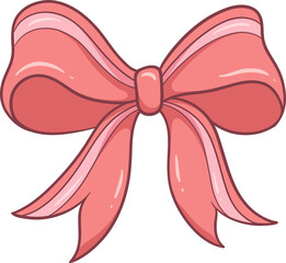Adorable Pink Valentine Ribbon Bow Cartoon