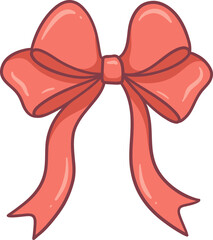 Adorable Pink Valentine Ribbon Bow Cartoon