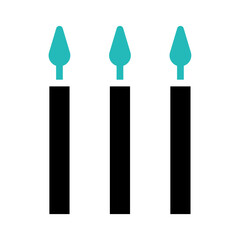 Three black candles with teal flame icon symbol