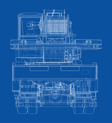 Car crane. Vector rendering of 3d