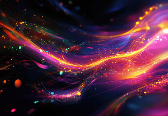 Obraz premium Colorful Abstract Music Notes with Cosmic Background