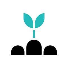 Simple Sprout Icon Symbol with Green Leaves Growing