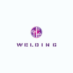 
illustration consisting of an image of a welder in the form of a symbol or logo