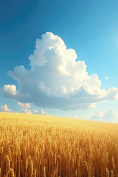 Light and airy clouds float above a rolling wheat field, clouds, light
