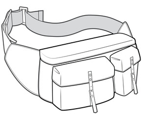 waist pack flat sketch vector illustration plain bum bag design technical cad drawing template