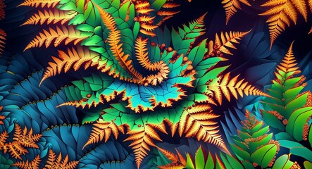 Close up of fern leaves with fractal geometry