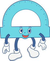 Adorable Protractor Ruler Character Cartoon