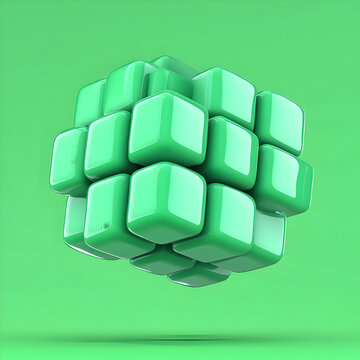 Fototapeta Green cubes abstract 3D render