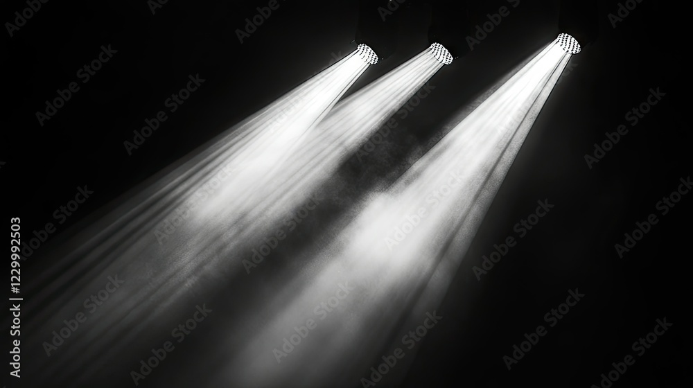 Canvas Prints multiple spotlights cut through the darkness, casting intersecting beams of light.