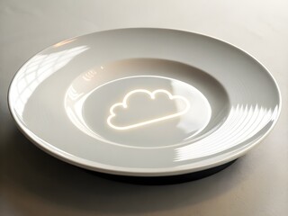 white plate with heart shape with white back ground. 