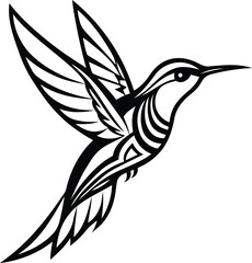 Cute Colibri vector illustration, Colibri silhouette vector art, Colibri line art vector design
