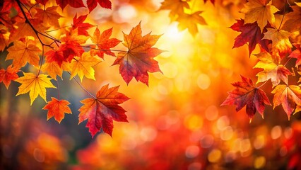 Autumn Leaves Horizontal Banner: Vibrant Fall Foliage Background for Website or Social Media