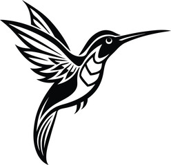Cute Colibri vector illustration, Colibri silhouette vector art, Colibri line art vector design