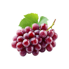 Fototapeta premium A bunch of red grapes with leaf isolated on a transparent background, in a PNG format