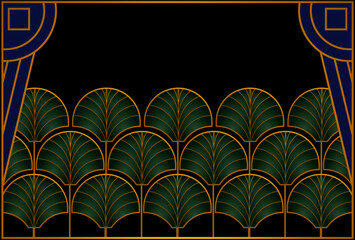 Art Deco Leaf Background, inspired by nature and geometric sophistication, ideal for luxury brands, wedding invitations, packaging, wallpapers, textiles and decorative prints.