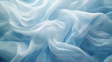 Fototapeta premium Soft blue fabric flowing gently in the light, creating a serene visual texture