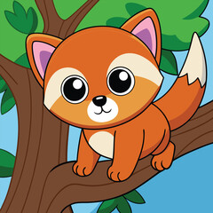 3d cute baby animal on the tree vector
