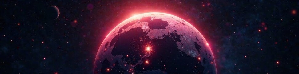 Fototapeta premium Comet's glowing head in blackness, space, blackness, glowing