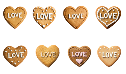 Romantic Valentine's Day Cookie with LOVE Text Set 