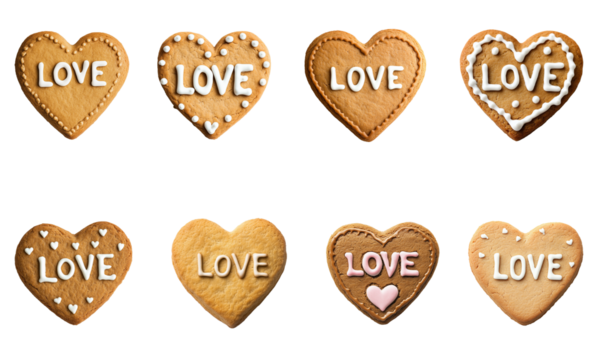 Romantic Valentine's Day Cookie with LOVE Text Set  - Powered by Adobe