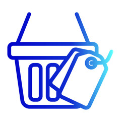 Shopping Basket Icon With Tag Line Gradient Style