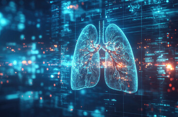 Obraz premium Futuristic Digital Visualization of Human Lungs and Respiratory System