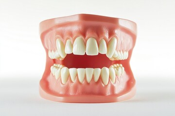 Fototapeta premium Set of plastic dental model teeth for use in educational settings or dental demonstrations. Highly detailed and realistic representation.