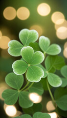 Soft and glowing shamrock background with a natural feel, festive St. Patrick’s Day
