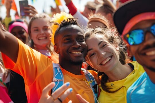 Cheerful Runners Celebrating a Race