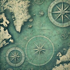 Fototapeta premium Close-up view of a textured background resembling an antique nautical chart or map 