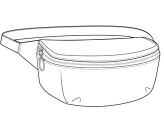 slung bum bag vector illustration technical cad drawing template