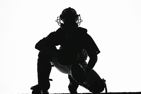 Baseball Catcher Silhouette - Ready for Action
