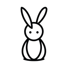 Cute black line art illustration of a stylized rabbit.
