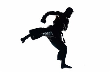 Obraz premium Silhouette of a Martial Artist in Action