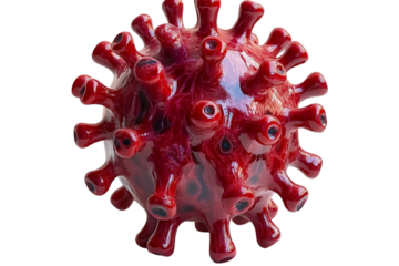 Microscopic Red Virus Cell 3D Rendering With Dark Background