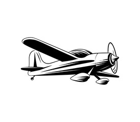 Aircraft, airplane, airline logo or label. Journey, air travel, airliner symbol. Vector illustration
