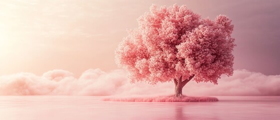 Fototapeta premium Unique surreal pink tree with fluffy