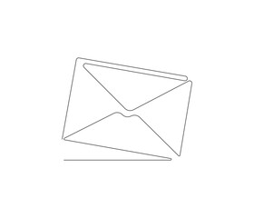 Paper envelope design. One continuous line drawing mail of paper. Symbol of business. Editable stroke. Doodle line illustration