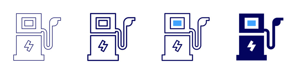 Electric charge icon in 4 different styles. Thin Line, Line, Bold, and Bold Line. Duotone style. Editable stroke