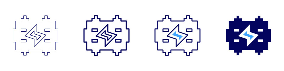 Electric generator machines icon in 4 different styles. Thin Line, Line, Bold, and Bold Line. Duotone style. Editable stroke