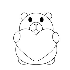 Cute Capybara with Heart in black and white