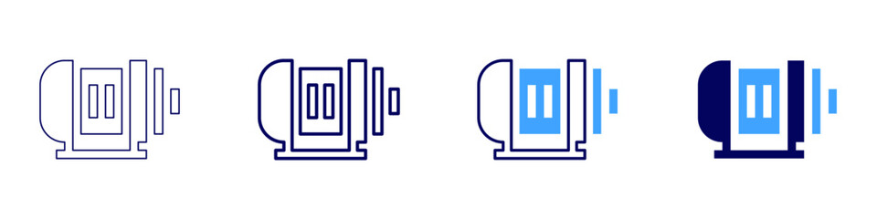 Electric motor icon in 4 different styles. Thin Line, Line, Bold, and Bold Line. Duotone style. Editable stroke