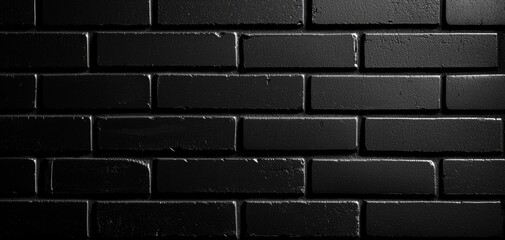 Deep black bricks with subtle tonal variations, creating a polished and stylish backdrop for modern visuals