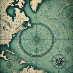 Naklejka premium Close-up view of a textured background resembling an antique nautical chart or map 