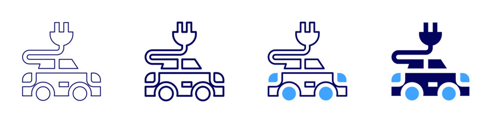 EV insurance icon in 4 different styles. Thin Line, Line, Bold, and Bold Line. Duotone style. Editable stroke