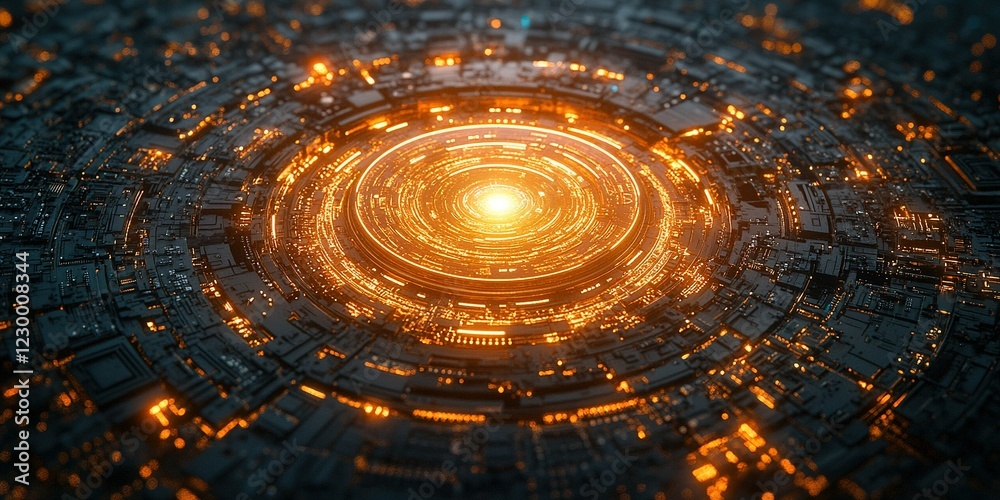 Poster intricate digital circuit design with glowing elements showcasing advanced technology in a futuristi