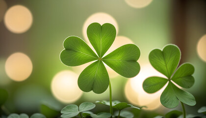 Soft and glowing shamrock background with a natural feel, festive St. Patrick’s Day