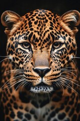 Obraz premium A close-up of a young tiger cub's face, looking directly at the camera with striking big eyes and a strong gaze.