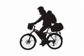 Obraz premium Silhouette of a Cyclist on a Bike with Bags